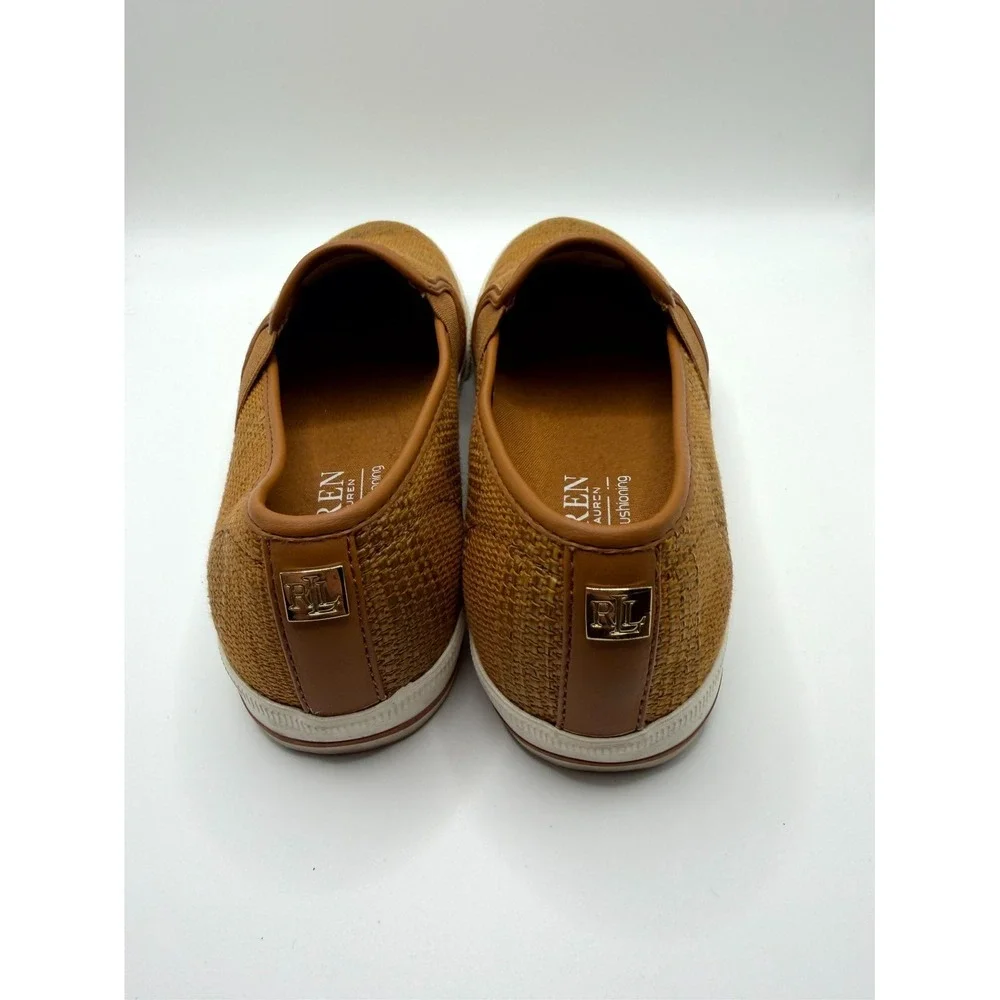 Lauren Ralph Lauren Jinny Womens 5.5 B Sneaker Brown Woven Comfort Slip On Shoes